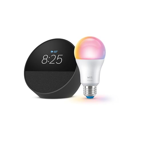 Echo Spot (newest model) with WiZ 60W A19 LED Smart ...