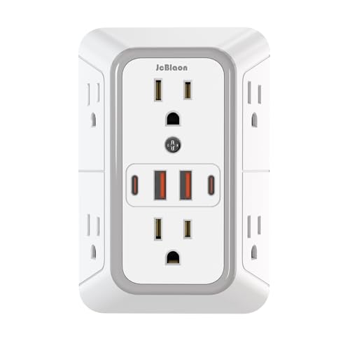 JcBlaon Outlet Extender Surge Protector - 6 Outlet Splitter with ...
