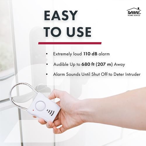 SABRE 110dB Door Handle Alarm, Extremely Loud Wireless Audible Up To 680 Ft Away, Hangs Off Door Knob or Handle, Vibration-Triggered Home Security Alarm, 3 Adjustable Settings, Great for Travel - Image 3