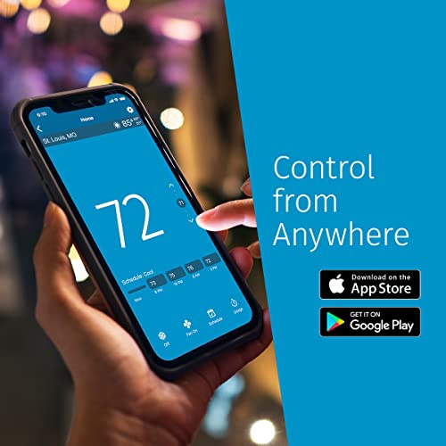 Emerson Sensi Touch Wi-Fi Smart Thermostat with Touchscreen Color Display, Works with Alexa, Energy Star Certified, C-wire Required, ST75 Black 5.625