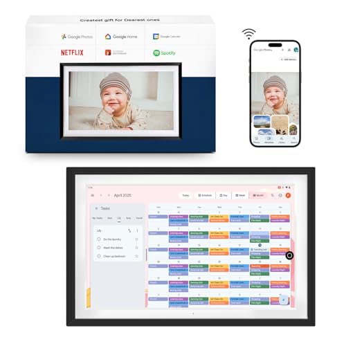 All-in-one Smart Display Built-in Li-Battery|Google Digital Calendar,Picture Frame with Anti-Glare ...