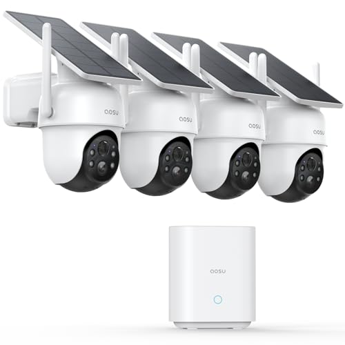 aosu Security Cameras Outdoor Wireless, 4 Cam-Kit, No Subscription Required, ...
