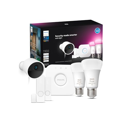 Philips Hue Secure Starter Kit with Bridge, Wired Security Camera, ...