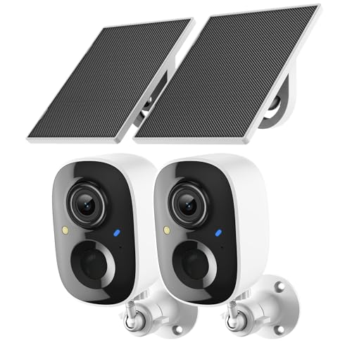 2K Security Camera Wireless Outdoor,Solar Powered WiFi Cameras for Home ...