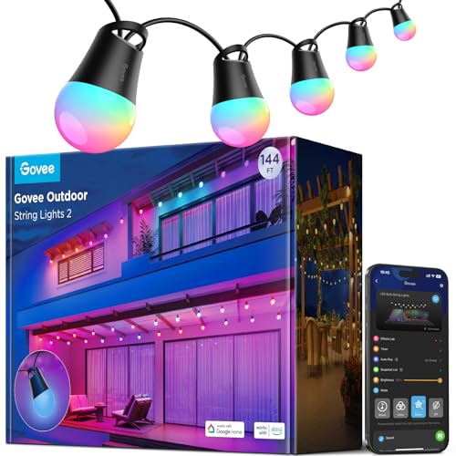 Govee Smart Outdoor String Lights 2, 144ft Outdoor Lights with ...