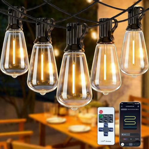 LumBelle Smart Outdoor String Lights, 100FT ST38 LED Patio Lights ...